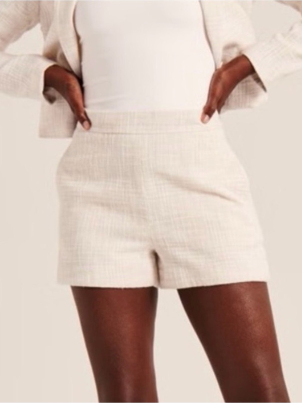 Abercrombie & Fitch Classic Cream Tweed Textured Women’s Shorts